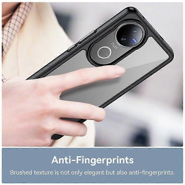 Kompatibel med vivo V50 5G Skal TPU + Akryl Skyddande Transparent Mobilskal - Perfekt Black