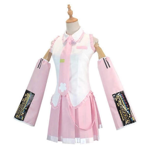 2024 Rosa Miku Cosplaydräkt Prestanda Kostym Cos-dräkt Hatsune Miku Regelbunden C-dräkt Peruk Cosplay Flickor Vår Sakura Körsbär Miku-Perfet 5pcs XL