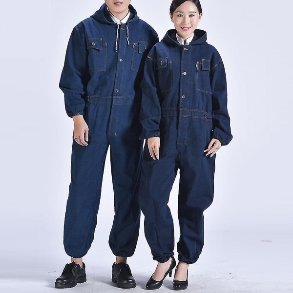 Arbeidstøy Kjeledress Denim Jumpsuit Herre Kvinner Fabrikkuniformer Arbeidsdress Langermet – Perfet 170