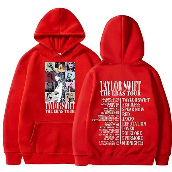 Unisex Hoodie Taylor The Eras Tour - Pojk- och Flicksweatshirt, Midnight Album Swift Print, Dam- och Herrkläder, Huvtröja - Perfekt Red S