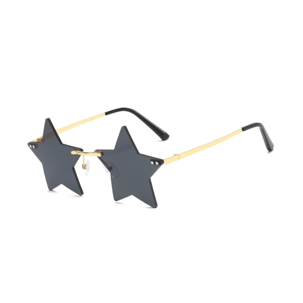Rimless Star Shape Solbriller Trendy Solbriller (Sort) - Perfet