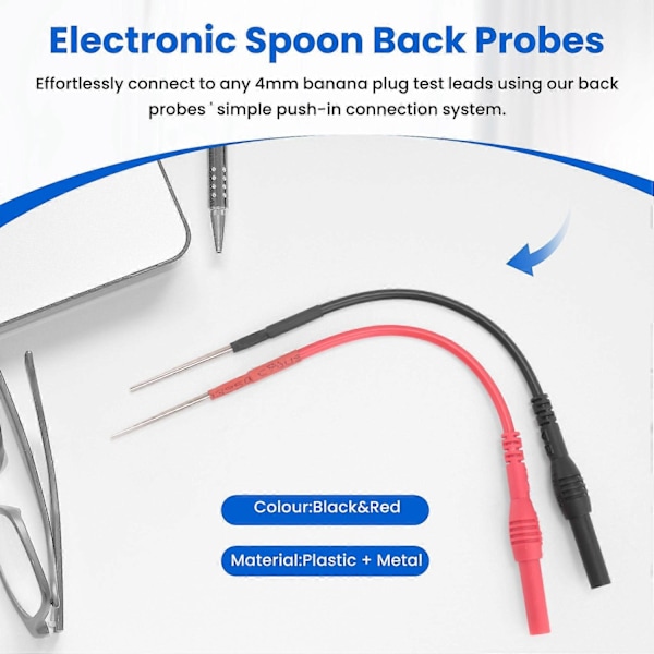 2 STK Fleksible Skje-Bakprober, med 4mm Bananplugg Testledninger-Perfekt