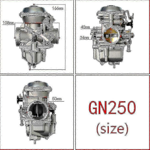 Gn250 Kaasutin Yhteensopiva Suzuki Gn 250 Carburador Gn300 Dr250 Yamaha Sr250 Roketa Jianshe Js400-7 Hensim Hs400 Scout 300cc-400cccarb-Perfet -mallin kanssa