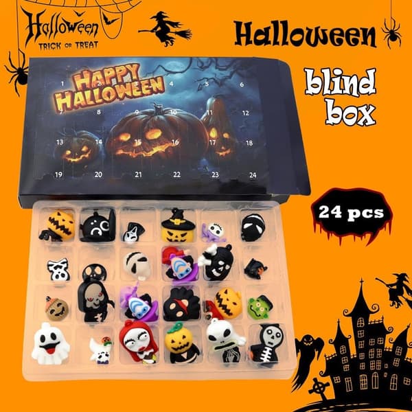 24-dagers Halloween-adventskalender, nøkkelring, juletrepyntgave - Perfekt B