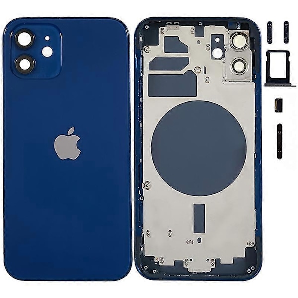 Kompatibel med iPhone 12 6.1 tommer Bak Batterideksel + Midtre Plate Ramme + Sideknapper Erstatning - Perfekt Style A