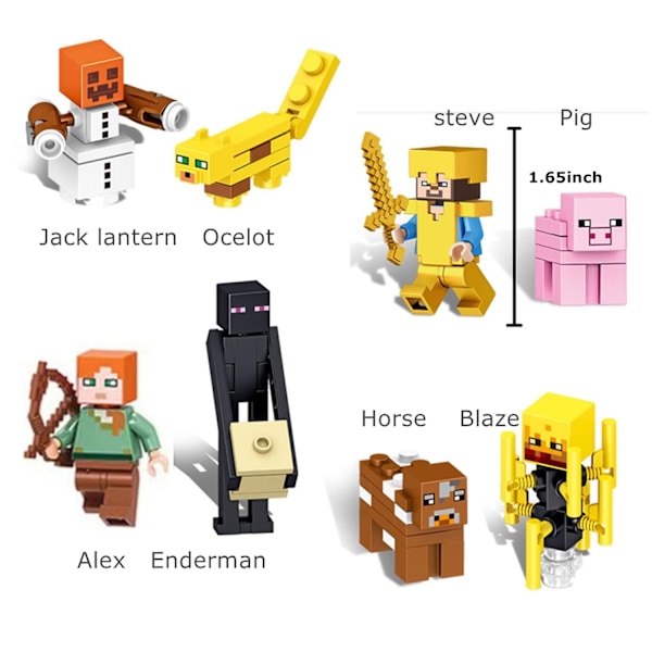 16 stk Minecraft Minifigurer Byggeklodser Legetøj Actionfigurer Sæt-Perfekt 16pcs