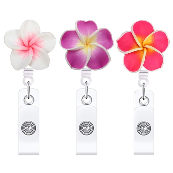 Flower Shape Badge Reel Clip uttrekkbar ID-kort Merkeholder N - Perfet A8