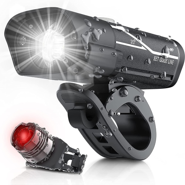 1000 Lumens USB Genopladeligt Sæt, 3 LED Cykel Forlygte Super Bright Forlygte Ipx5 Vandtæt Cykel Sikkerheds Lommelygte 360 ​​- Perfet