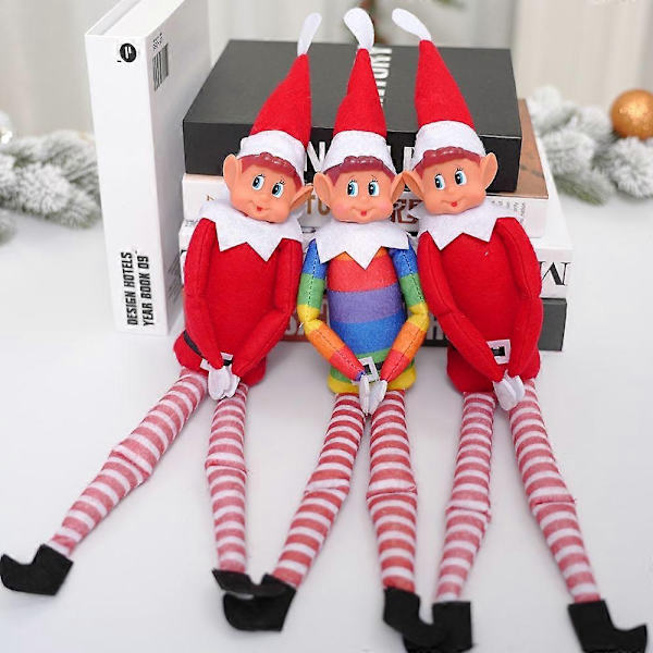 42 cm Jultomte som beter sig illa - Plyschleksak, Nyhet, Lång och Böjlig, Ostyrig Pojktomte på Hyllan, Jultomtar, Docka - Perfekt Red