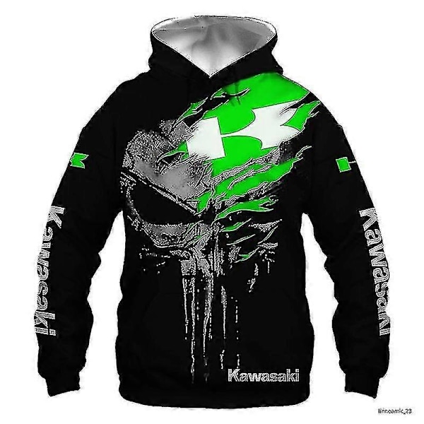 2022 Forår og Efterår Ny Kawasaki 3D Printer Digital Tryk Lynlås Hoodie Motorcykel Løbe Hoodie Mænd Kvinder Ny-Perfet 145 5XL