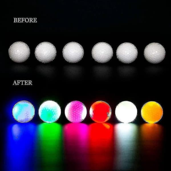 6 stk. LED Glow Golfballer, Blinkende Lysende Golfball, Nattglød-Perfekt