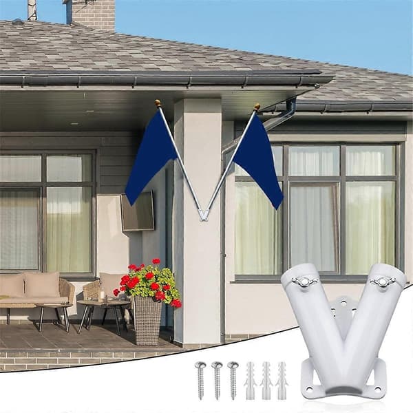 Dobbel Flaggstangbrakett Holder, V-formet Flaggstang Veggfeste Brakett - Perfekt