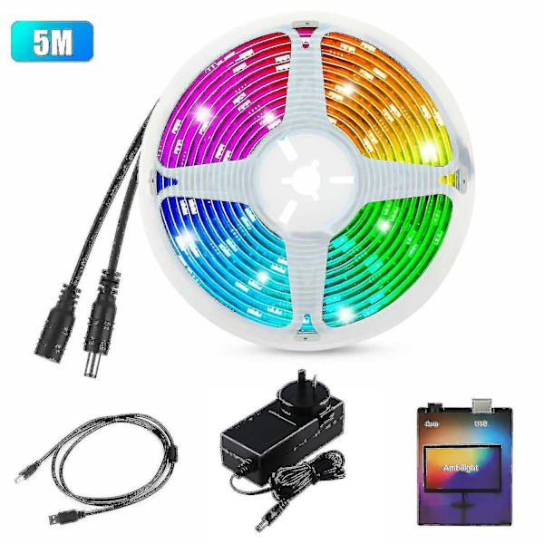 Ambilight USB LED Strip Tape Computer PC Dream Screen Baggrundsbelysning (Størrelse: 5m) - Perfet