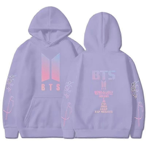 BTS Unisex Huvtröja med Huva Casual Hoodie Cosplay Jacka Topp V-Perfet light purple 3XL