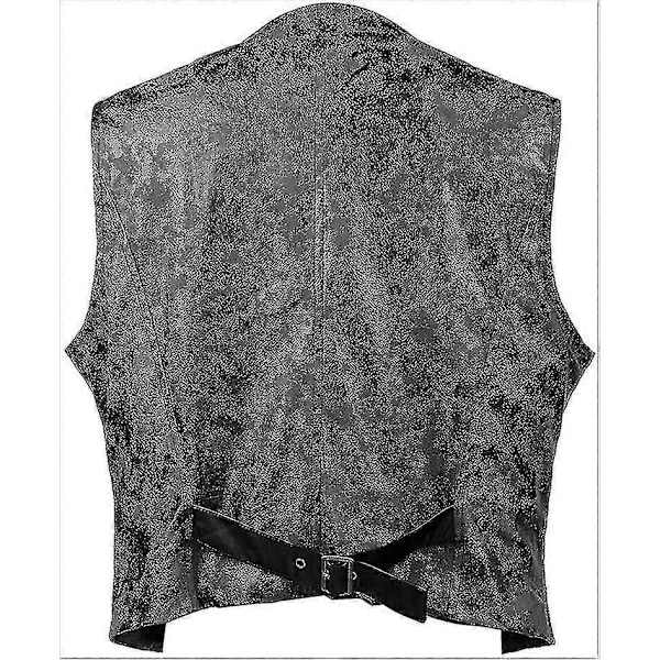 Herrar Solid Sammet Konstläder Väst - Perfet black XL