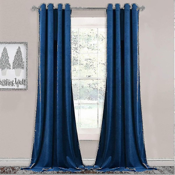 Luksuriøse termisk isolerede gardiner, tykke, solide, effektive mørklægningsgardiner - Perfekt Royal Blue W 39x H 55 100cm*140cm