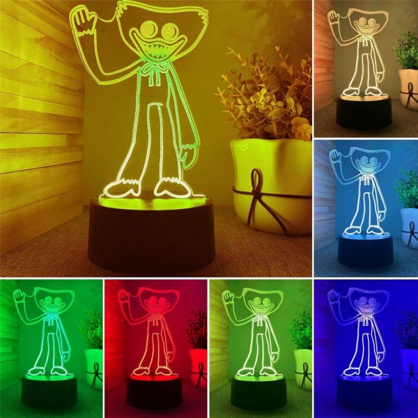 Poppy Spilletider 3D LED Huggy Wuggy Nattlampe Modell Dekor Present - Perfet