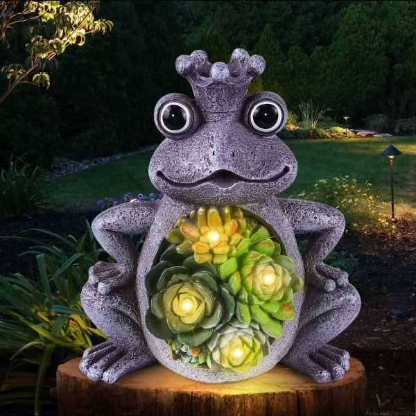 Solar Garden Statue Outdoor, Frog Ornament Outdoor Lawn De - Perfet