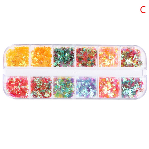 Sparkly Butterfly Nail Paljetter Blandade Glitter Flakes Skivor Art - Perfet C
