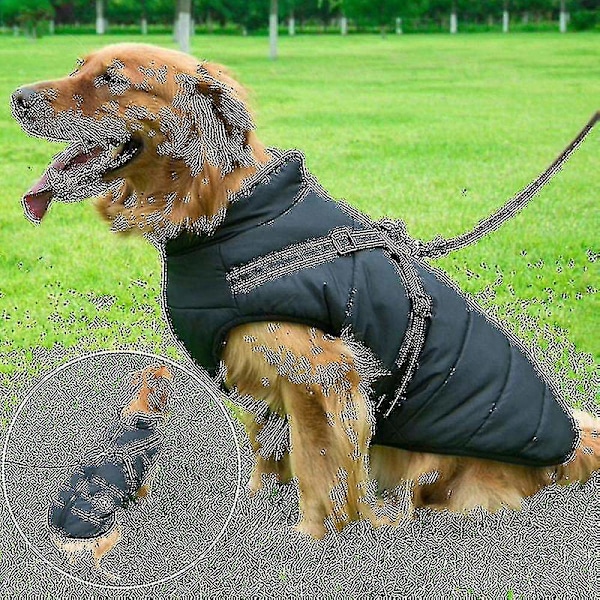 Vinterkomfort-vest i bomuld til hunde - polstret, varm, vandtæt jakke med seler Red M