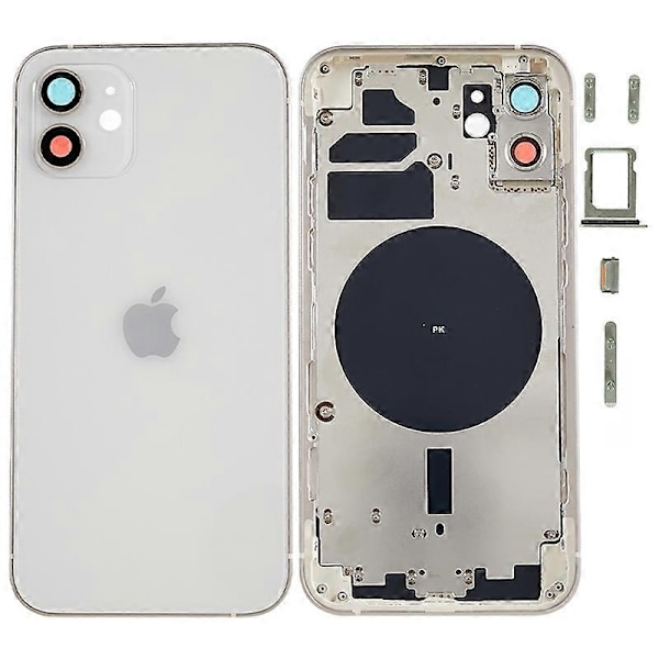 Kompatibel med iPhone 12 6.1 tommer Bak Batterideksel + Midtre Plate Ramme + Sideknapper Erstatning - Perfekt Style D