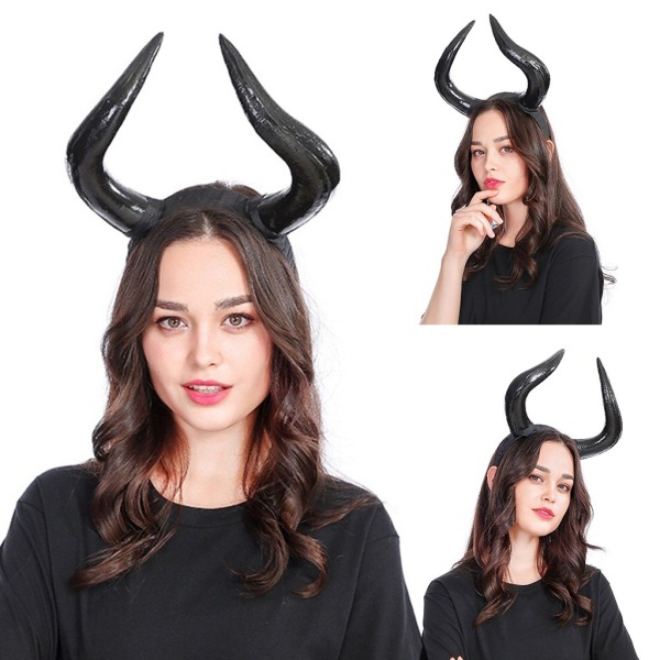 Halloween Hair Bow Ox Horn -hiuspanta -teemajuhlapäähine Goottilainen sarvipäänauha Cosplay-hiustarvikkeet - Perfet