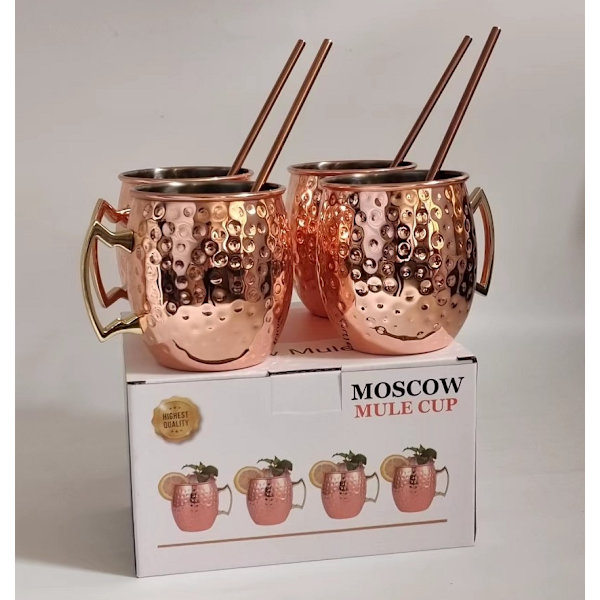 Moscow Mule Mugg Kopparpläterad Set Presentförpackning-WELLNGS