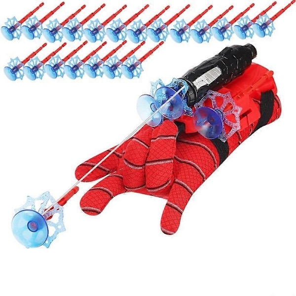 Uusi Spider-Man -teemamuotoiset hanskat verkkoammuntalaite nuolilahja lapsille - Täydellinen C with 20 x Suction Cup Bomb