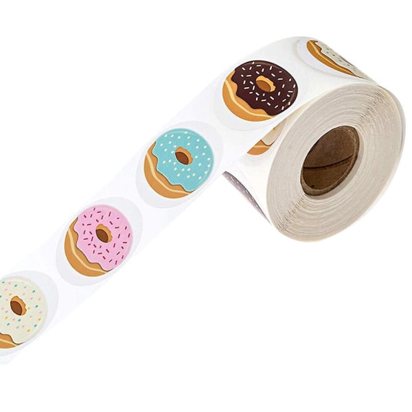 1 rull/500 stk. Donuts Design-forseglingsklistremerke DIY-klistremerke Baking Emballasjeetikett Gavepapir-klistremerker til festhjemmet - Perfet 2.5*2.5cm