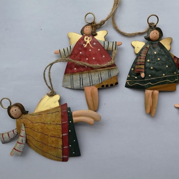 12 stk. hængende engel metal dansende dukke vedhæng til juletræsdekoration, julepynt, juledekoration - Perfet