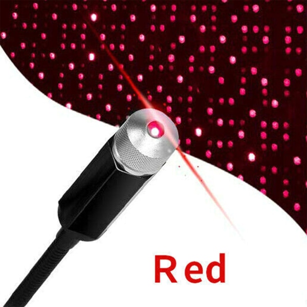 USB LED Bil Interiør Loft Star Night Light Lampe Projektor Decor red