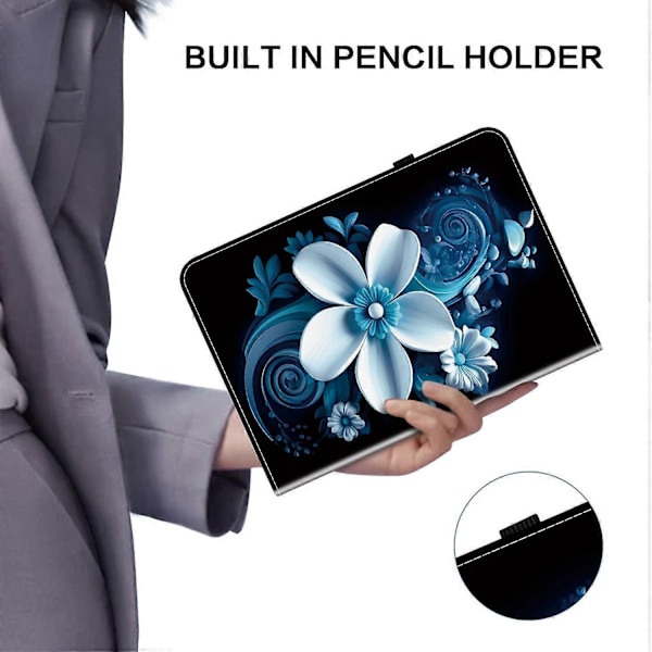 Lærveske Kompatibel med iPad Air 11 (2025) (2024) Air (2022) (2020) Pro 11 (2022) Mønstertrykt Nettbrett Co-Perfet Black Orchid