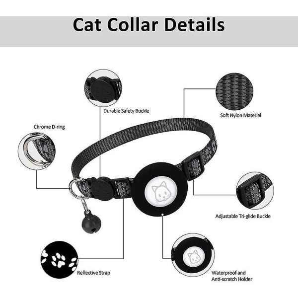AirTag Apple Air Tag Cat Collar med sikkerhetsspenne og ringeklokke, 1 cm - Perfet