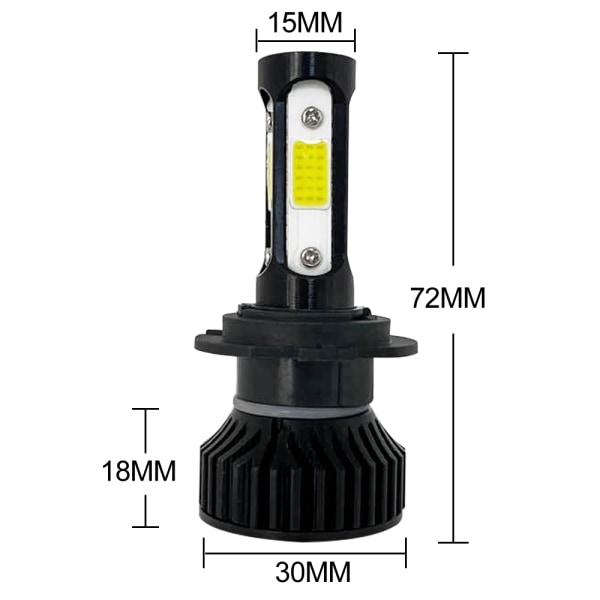 2stk LED Mini Billykt 6000LM 4 Side Chips Billampe - Perfet