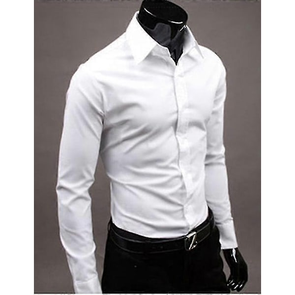 Luksuriøse Skjorter for Menn, Casual, Krage, Formelle, Slim Fit, Topper - Perfekt White 3XL