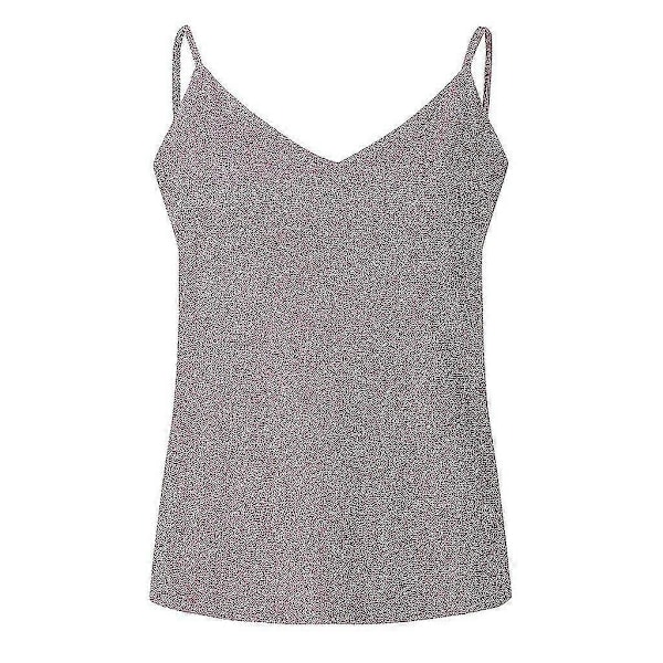 Naisten Glitter-Olkaimetankit Seksikäs Kimaltava Cami Swing Liivi Klubivaatteet-Perfet Pink 3XL