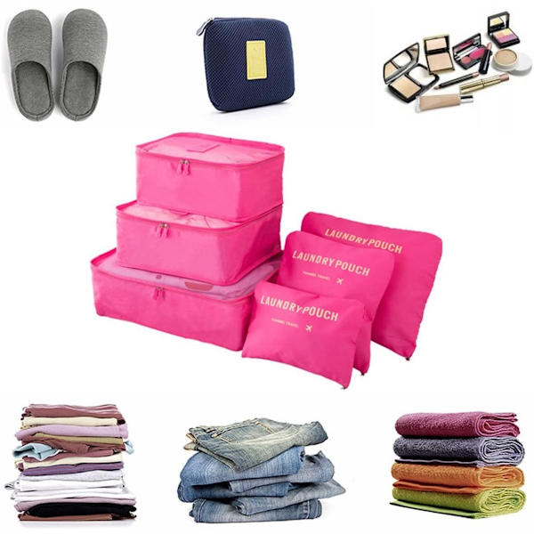 6-pack resväska Organizer Resekläder (rosa) - Perfet rose