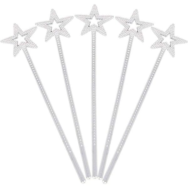 Mini Star Wands 5 stk Star Wands Silver Angel Fairy Princess Wands Stjerne For jenter Kostyme Bursdag Bryllup Jul Halloween - Perfet