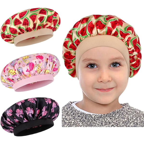 Silk Satin Bonnet-3 Packs Kids Satin Hair Bonnet - Perfet