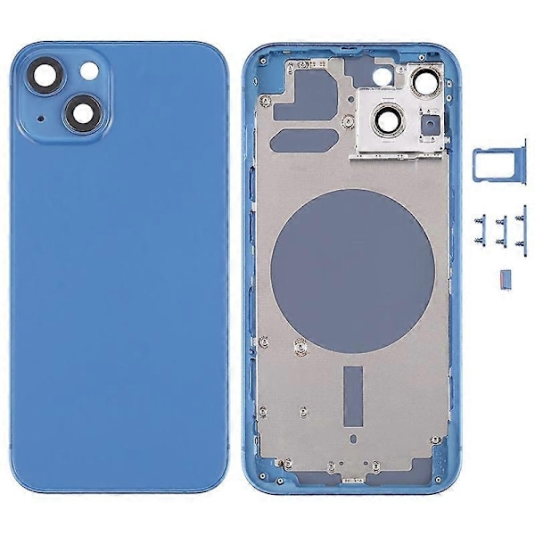 för iPhone 13 6.1 tum Bakre Batterihölje + Mellanplatta Ram + Sidoknappar Ersättning - Perfekt Style C
