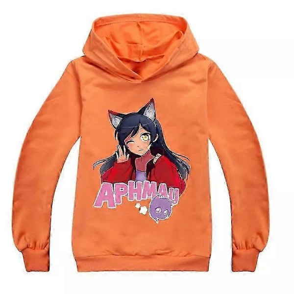 Helt ny casual långärmad huvtröja för pojkar och flickor Aphmau barn huvtröja topp Present-Perfekt Orange 13-14Years