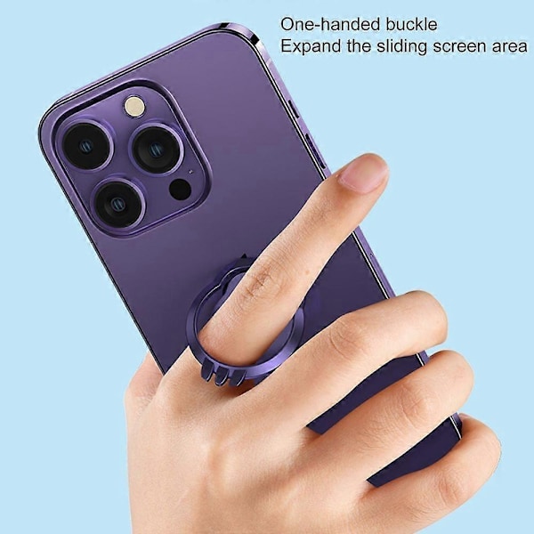 Fingerring Telefonhållare Starkt Fäste Halkfri Rund Böjd Zinklegering Roterande Dragring Telefonhållare - Perfekt Blue