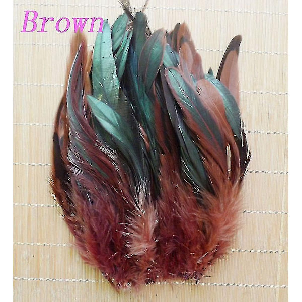 200 stk Naturlige Hanehale Fjer 13-18cm Hanefjer Sorte Fjer til Karneval Halloween Julehåndværk Dekoration-Perfet brown