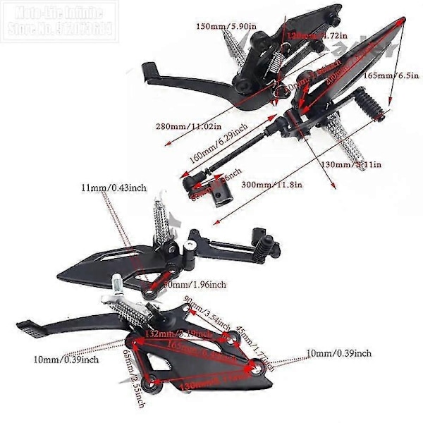 Motorcykel Forreste Fodstøtter Motorcykel Venstre Fodstøtte Gearskifte Pedal Kompatibel med Kawasaki Ninja 300/250/r Z250 Z300 Ex250 Ex300-Perfekt 1pc R Footbrake2