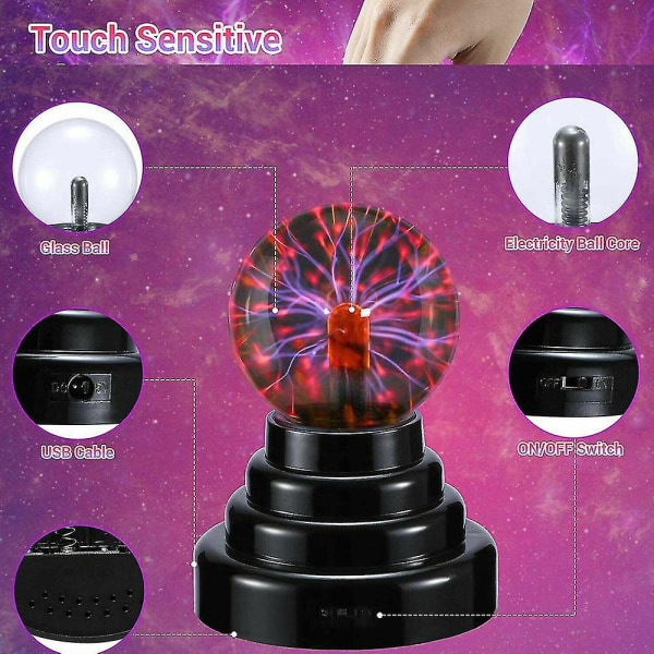Electric Magic Static Plasma Ball Lava Globe Night Light Lampe Touch Sensitive - Perfet