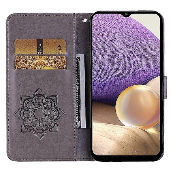 Kompatibelt Kompatibelt med Samsung Galaxy A15 4G Fodral Strass Dekor Läder Ställ Mobiltelefon Plånboksfodral - Perfet Grey
