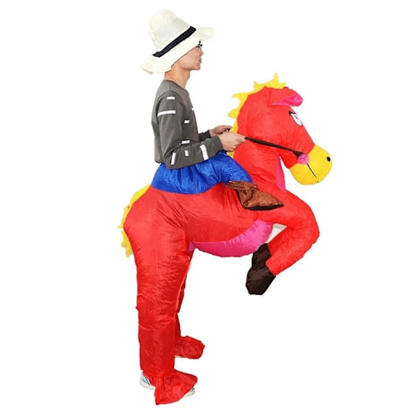 Oppblåsbar hestekostyme Cowboys på hest Kostyme Morsom Nyhet Utkledning Partyantrekk-Perfekt red