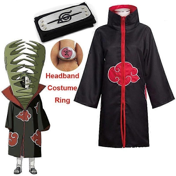 Harajuku Cosplay Uchiha Itachi Cosplay Kostume Pandebånd Halskæde Ring Kunai Deida Rafei Halloween Kostume Drenge og Piger Smerte Kappe - Perfekt Deep Purple XXL