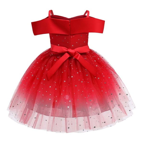 Jenter Prinsesse Ballkjoler Tulle Tutu Kjole Bryllupsfest - Perfet red 120cm