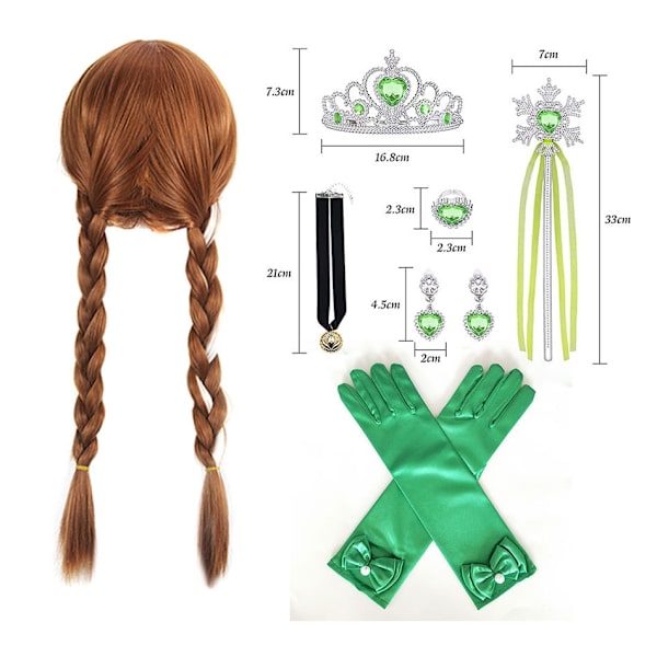 Jenter Kjole Frossen Elsa Prinsesse Kjole Anna Grønn Kjole Anna Tutu Skjørt- Perfet 130cm